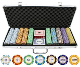 13.5g 500pc Monte Carlo Clay Poker Chips Set