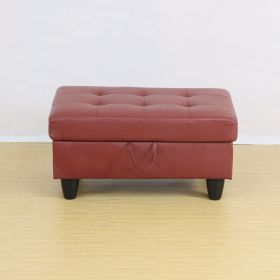 Red Faux Leather Storage Ottoman Living Room Sofa