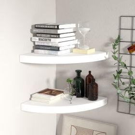 Floating Corner Shelves 2 pcs White 13.8"x13.8"x1.5" MDF