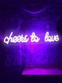 Cheers To Love Neon Sign 17.7x3.9 inch For Wall Decor USB Powered Led Lights