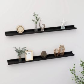 Wall Shelves 2 pcs Black 39.4"x3.5"x1.2"