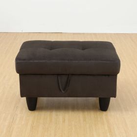 Dark Brown Flannel Living Room Sofa Ottoman