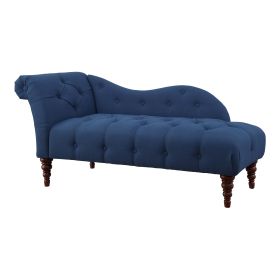 1pc Modern Traditional Chaise Button Tufted Detail Blue Upholstery Style Comfort Living Room Furniture Espresso Finish Legs