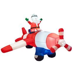 8Ft LED Inflatable Christmas Santa Claus with Flying Airplane