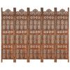 Hand carved 5-Panel Room Divider Brown 78.7"x65" Solid Mango Wood