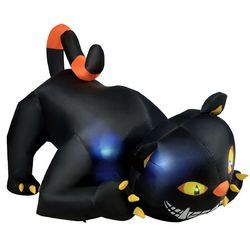 6' Giant Creeping Inflatable Black Cat with LED Lights