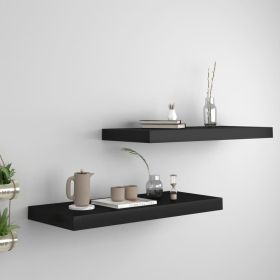 Floating Wall Shelves 2 pcs Black 23.6"x9.3"x1.5" MDF