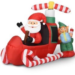 6' Christmas Decoration Inflatable Flying Airplane Santa