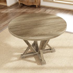 Round Dining Table 45.7 Inches Solid Wood (Option: Grayish Brown)