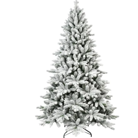 5ft PVC PE Flocking Hinged Tree Environmentally Friendly Fireproof Artificial Christmas Flocked Tree By  Limei Tree (Color: White)