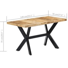 vidaXL Dining Table 140x70x75 cm Solid Rough Mango Wood (Option: as picture)