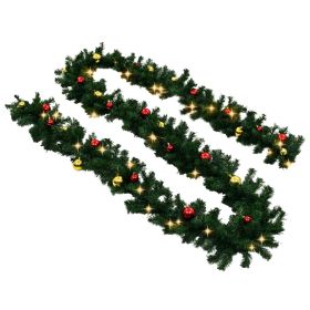 vidaXL Christmas Garland Decorated with Baubles and LED Lights 10 m (Option: as picture)