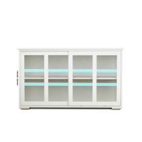 Kitchen Storage Cabinet With Glass Door - White (Color: White)