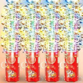 Fireworks Bubble Machine With 80ml Bubble Solution, Portable Automatic Bubble Machine With Lights And Closeable Music, Bubble Maker Toys For Kids Outs (Option: 4PCS)