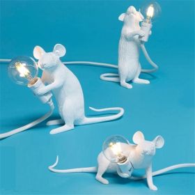 Nordic Creative Mini Animal Mouse Lamp Living Room Dining Room Bedroom Clothing Store Personalized Eye Protection Gift Resin Table Lamp (Option: White combination-3pcs-EU)