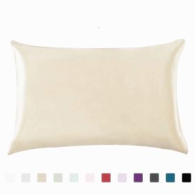 Pillowcase Satin Solid Color Simulation Silk Single Pillowcase Ice Silk Pillowcase (Option: Beige-20X29inches-1PC)