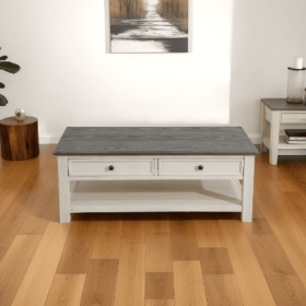 Dark Grey MDF Top And White Oak Drawer Living Room Storage Table (Option: ST2003L)