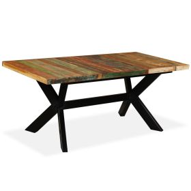 vidaXL Dining Table Solid Reclaimed Wood and Steel Cross 180 cm (Option: as picture)