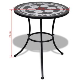 vidaXL 3 Piece Bistro Set Ceramic Tile Black and White (Option: as picture)