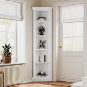 5th Floor Corner Bookshelf (Color: White)