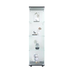 Glass Display Cabinet 4 With Gantry, Suitable For Living Room, Bedroom, Office (Color: Black)