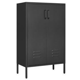 Steel Storage Cabinets For Living Rooms, Kitchens, Bedrooms (Color: Black)