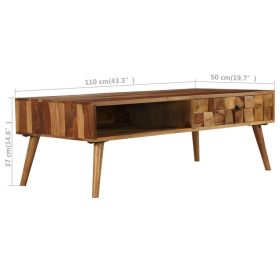 vidaXL Coffee Table Solid Sheesham Wood with Honey Finish 43.3"x19.7"x14.6" (Option: as picture)