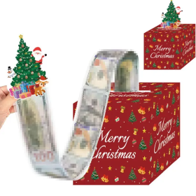 Christmas Money Box For Cash Gift Pull With Christmas Tree Card And Transparent Bags Surprise Money Holder Cash Gift Xmas Money Pull Box For Christmas (Option: Multicolor)