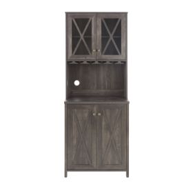 Kitchen Cabinet With Wine Rack In Dining Room (Option: Charcoal grey)