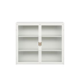 Modern Two-door Wall Cabinet With Glass Door With Three Levels Of Storage For Entrance Living Bathroom Dining Room, White Unavailable Platforms- Temu (Color: White)