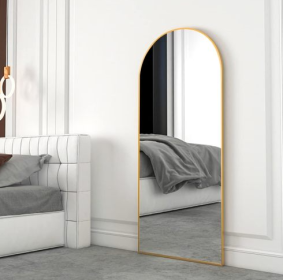 Gold 63x20 Inch Metal Arched Bracket Full-length Mirror (Option: Golden)