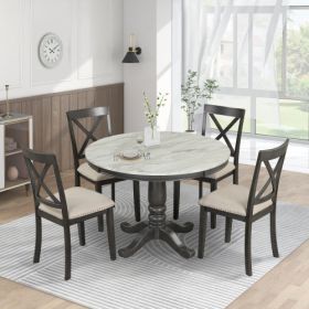 Orisfur. 5 Pieces Dining Table And Chairs Set For 4 Persons, Kitchen Room Solid Wood Table With 4 Chairs (Option: Gray)