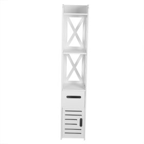 2X White Wooden Bathroom Cabinet Shelf Cupboard Bathroom Storage Rack (Option: as picture)