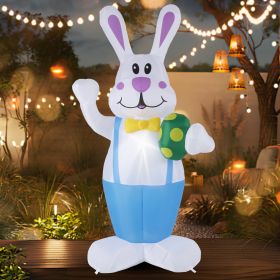 6.2FT Luminous LED Cartoon Easter Inflatable Rabbit Easter 4FT Inflatable Bunny Outdoor Decorations, Blow Up LED Lighted Giant Rabbit With Egg, Holida (Option: Strap pants rabbit 1.9M)