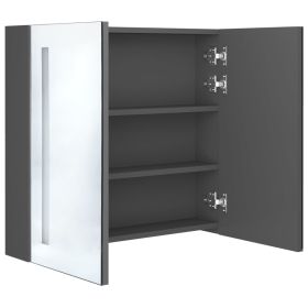 vidaXL LED Bathroom Mirror Cabinet Grey 62x14x60 cm (Option: as picture)