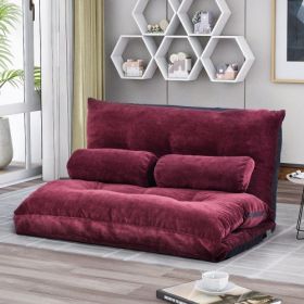 Sofa Bed Adjustable Folding Futon Sofa Video Gaming Sofa Lounge Sofa with Two Pillows (Option: as picture)