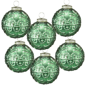 D3.9 Christmas Ball Ornaments, Glass Decorative Hanging Ball Christmas Tree Ornaments For Holiday Party Decorations, Set Of 6 (Option: As Pic)