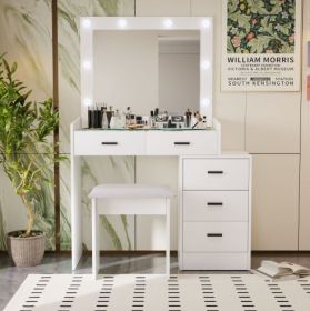 White Color Adjustable Dressing Table With 4 Drawers (Option: Matte White)