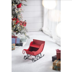 14.5x10x11H Iron RedBlack Sleigh Small, Distressed Christmas Santa Sleigh Holiday TabletopHanging Decoration (Option: BlackRed)