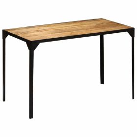 vidaXL Dining Table Solid Rough Mange Wood and Steel 120 cm (Option: as picture)