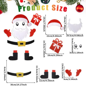 Christmas Door Stickers Self-Adhesive Snowman Santa Claus Felt Decals For Holiday Xmas Party DIY Door Window Refrigerator Decorations (Option: Multicolour)