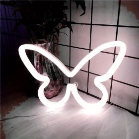 1pc, Butterfly LED Neon Sign (Color: White, Model: Bright Neon Hanging Type)