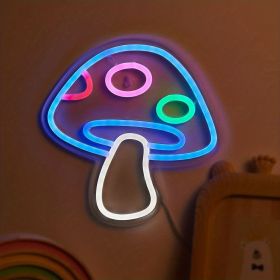 1pc LED Neon Mushroom Cute Neon Sign (Color: Blue)