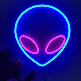 1pc Alien Shape LED Neon Sign (Color: Pink Inside And Blue Outside)