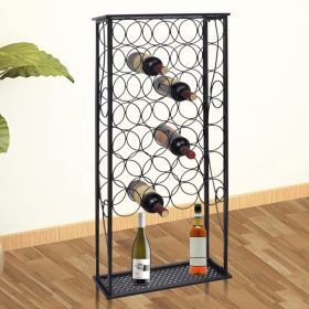 Wine Rack for 28 Bottles Metal (Color: Black)