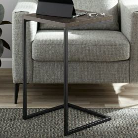 Modern C-Shape Metal End Table (Color: Espresso/Black)