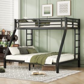 Metal Twin XL Over Queen Bunk Bed For Teens And Adults,Space-Saving Noise Reduced No Box Spring Needed (Color: Black)