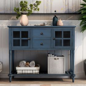 Sideboard Console Table With Base Frame (Color: Navy blue)