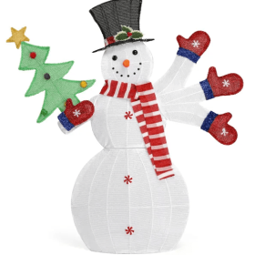 Lighted Snowman Christmas Yard Decorations, Pre-lit 2D Snowman Waving Hands With 170 LED Warm White Lights And Stakes For Xmas Outdoor Holiday Indoor (Option: as picture)