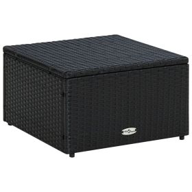 vidaXL Footstool Ottoman Poly Rattan 20.9"x20.9"x11.8" Black (Option: as picture)